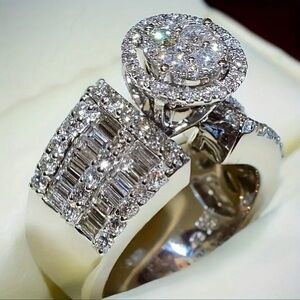 Elegant Princess Cut Simulated Diamond, Bridal, Engagement, Wedding Ring Sz 6